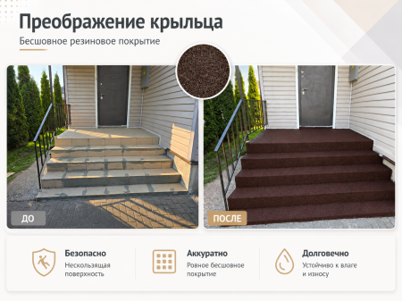 Крыльцо из резины в Брянске: прочное и нескользкое покрытие для ступеней